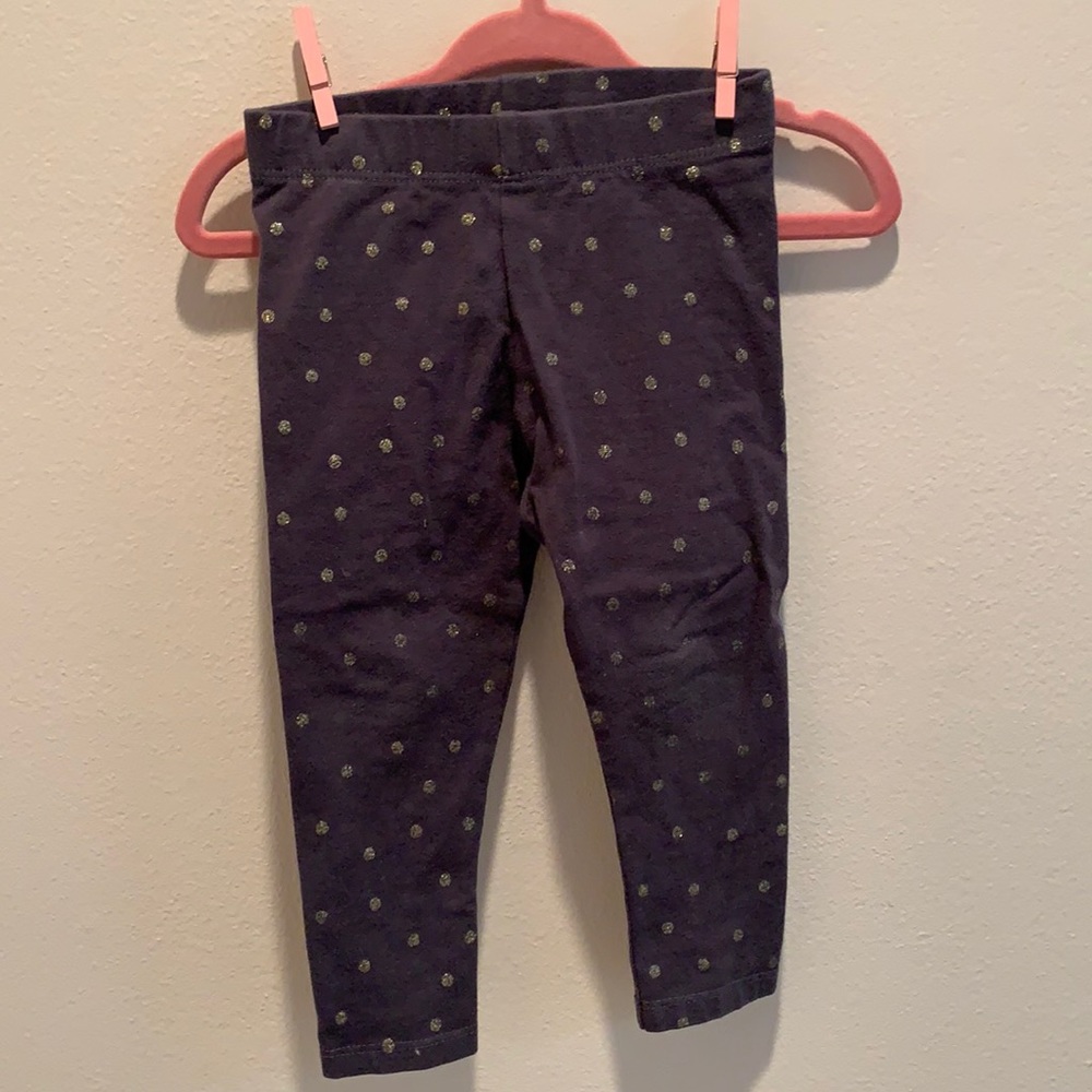 Gray leggings with gold polka dots